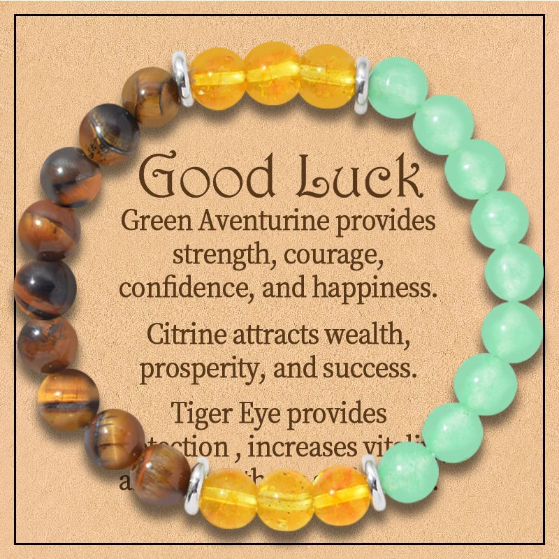 8 Styles 2PCS 8mm Healing Crystal Bracelet for Women Protection Good Luck Friendship Anxiety Stone Healing Bracelet with Card