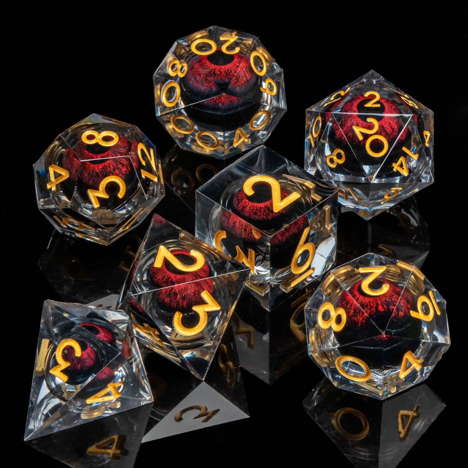 D and D Flowing Sand Sharp Edge Dragon Eye Dnd Resin RPG Polyhedral D&D Dice Set For Dungeon and Dragon Pathfinder Role Playing AZ02