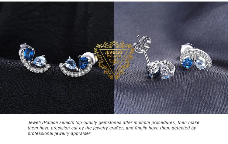 JewelryPalace Pear Natural Sky London Blue Topaz 925 Sterling Silver Stud Earrings for Woman Statement Fashion Gemstone Jewelry
