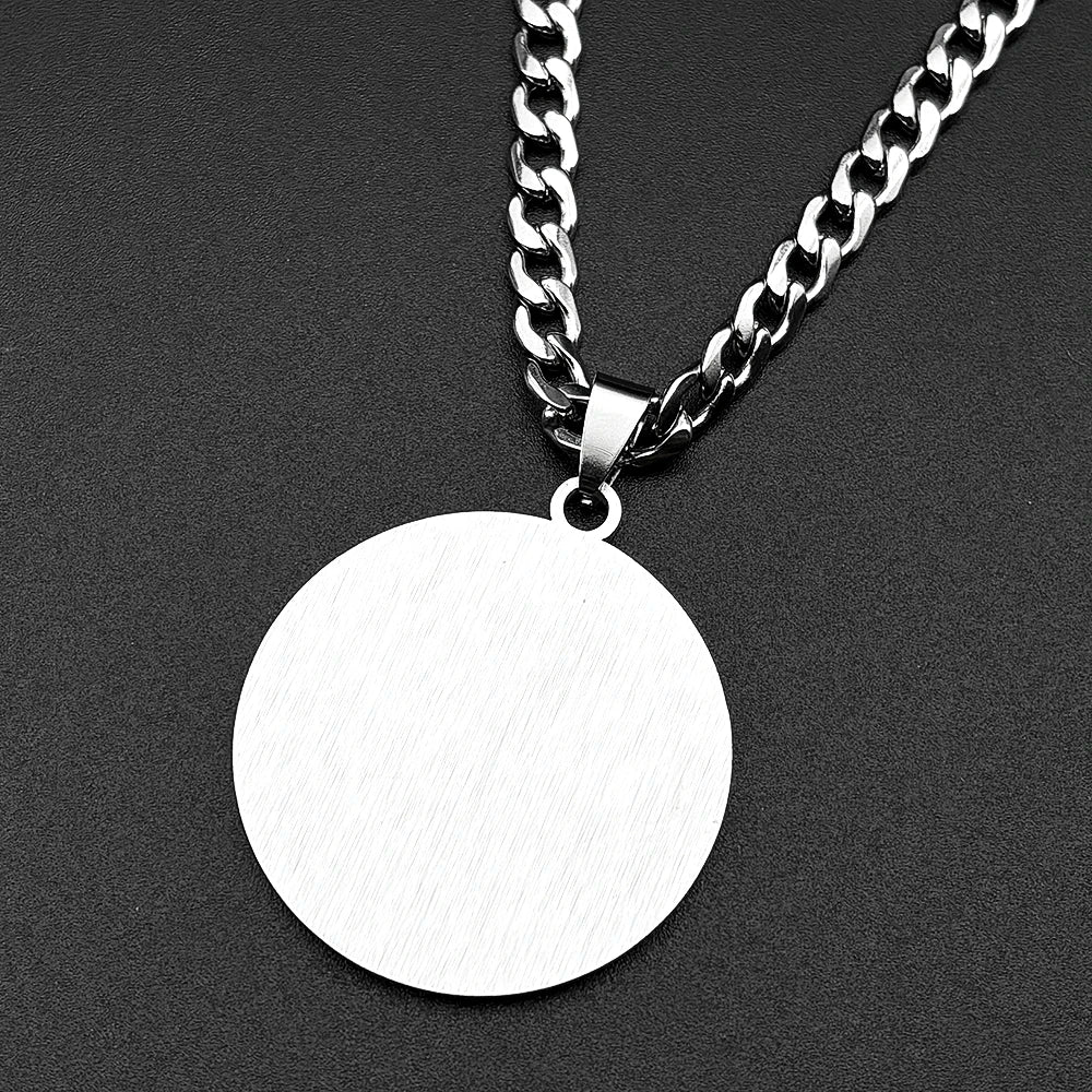 Saint Jerome Protect Us Pendant Necklace for Women Men Stainless Steel Gold Color Christian Medallion Chain Academic Jewelry