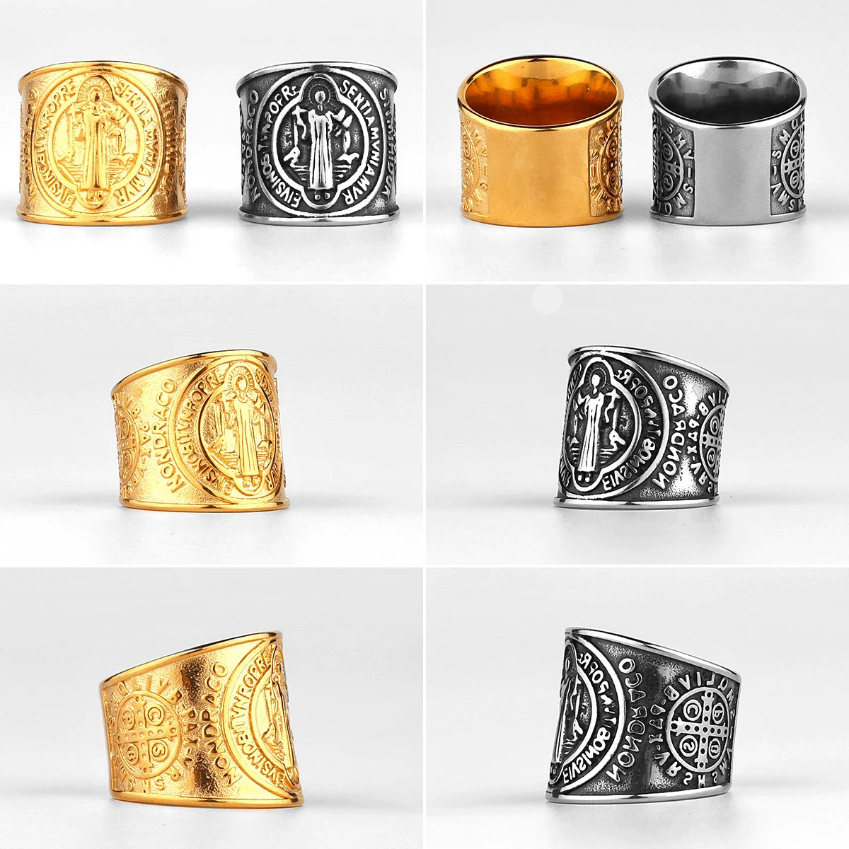 Stainless Steel Catholic Christian Cross Faith Amulet Ring Women Men Unisex Ring Multi Style Finger Jewelry Creative Gift