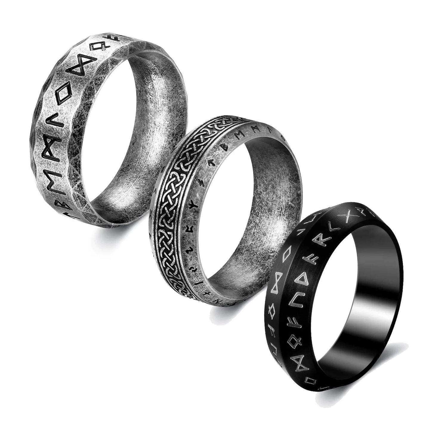 Vintage Odin Norse Viking Rune Rings For Men Fashion Stainless Steel Celtic Knot Rings Retro Couple Amulet Jewelry Drop shipping