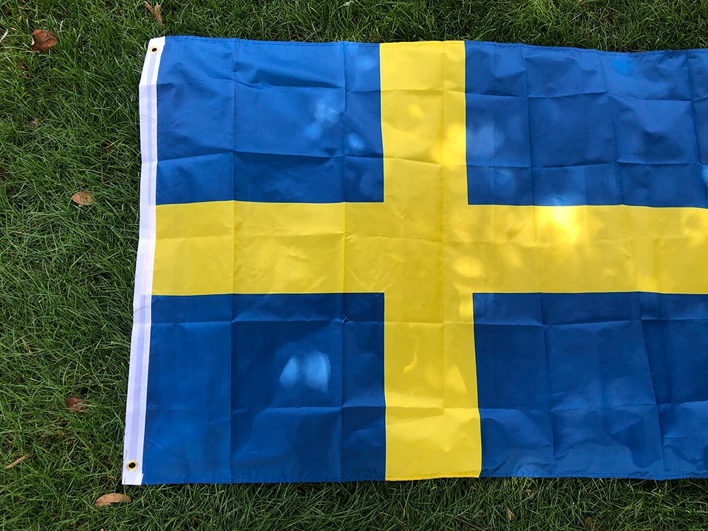 Swedish Flag 3ft x 5ft Hanging  SWE SE The Kingdom of Sweden Flag Polyester standard hanging Flag Banner