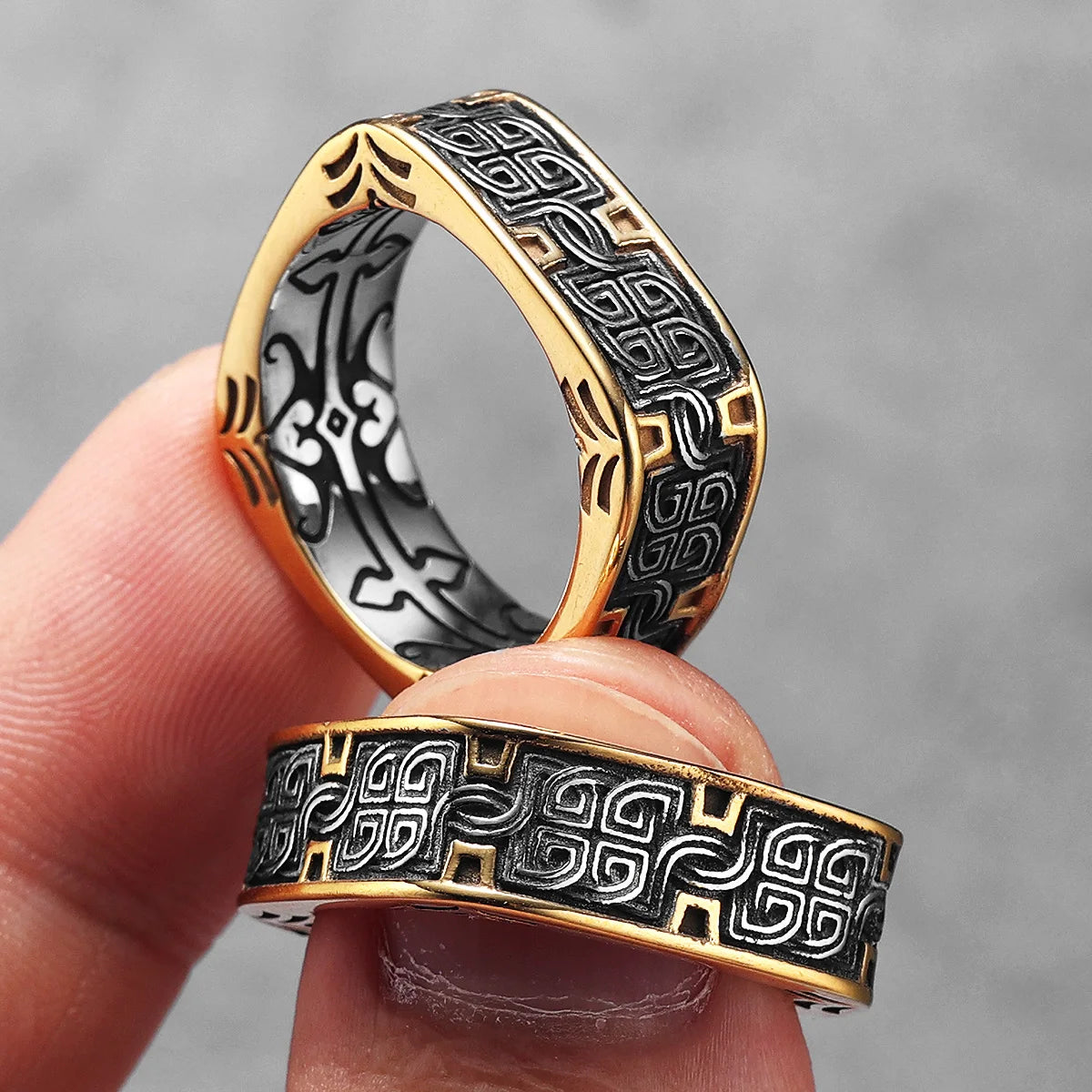 Ancient Classical Patterns Men Rings Stainless Steel Women Fashion Jewelry Punk Trendy New In Accessories Gift