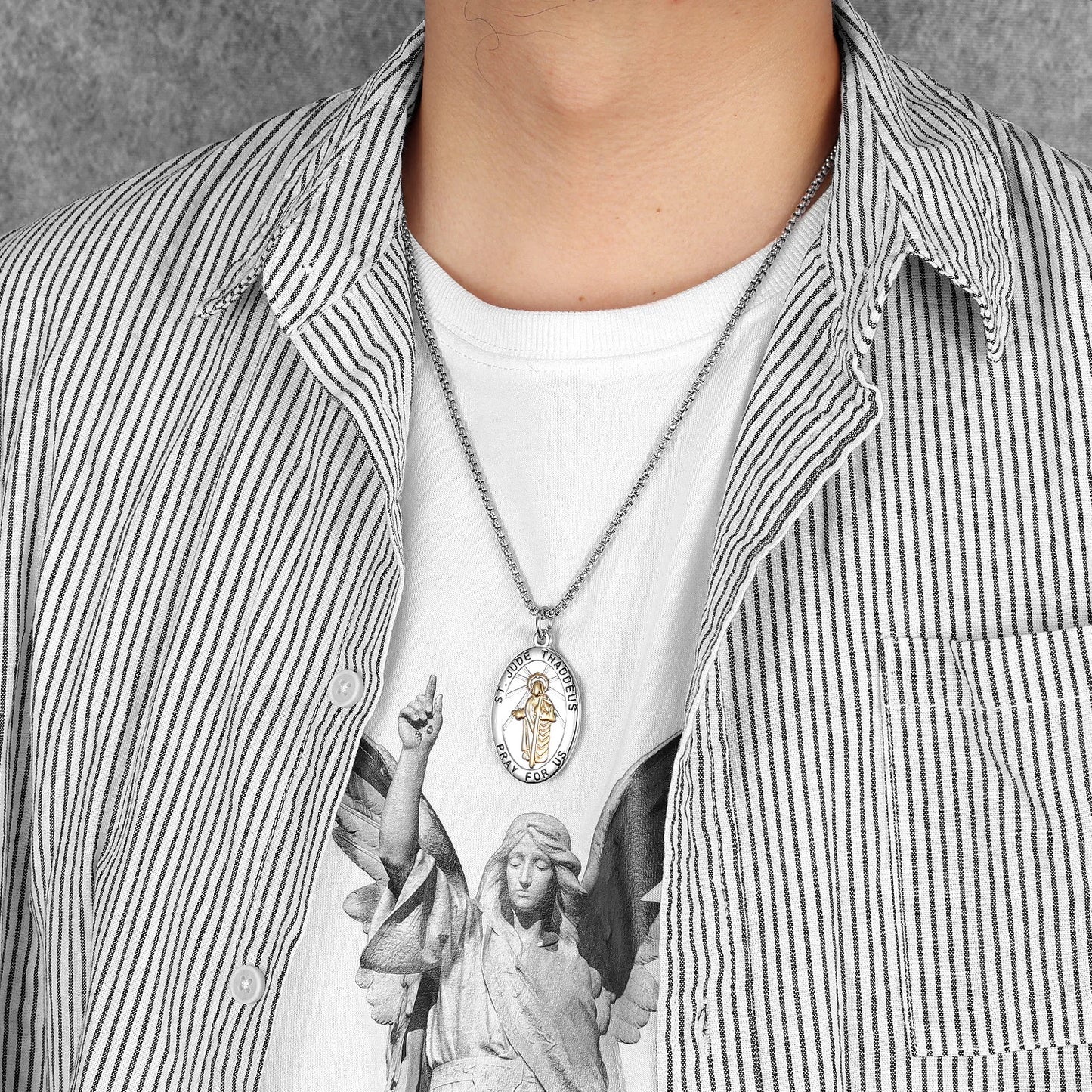 St.Jude Powerful Amulets Stainless Steel Men Necklaces Pendant Chain Punk For Women Fashion Jewelry Gifts Wholesale Dropshiping