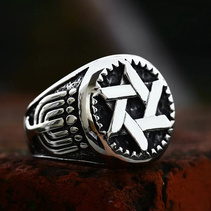 star of david stainless steel Ring Super High Quality Fashion hot sale stone men jewelry SS8-1203R