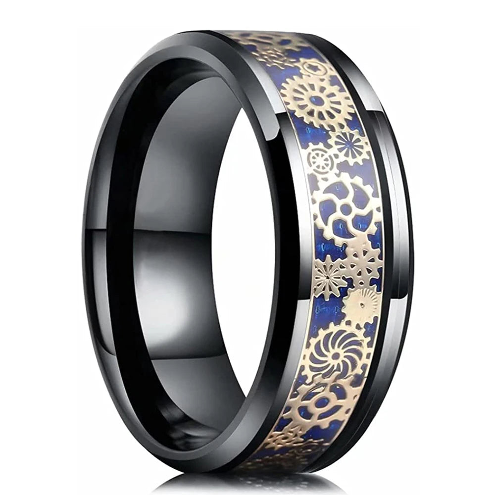 48 styles Fashion 8mm Celtic Dragon Stainless Steel Ring For Men Women Inlay carbon fibre Wedding Band Jewelry Anniversary Gifts