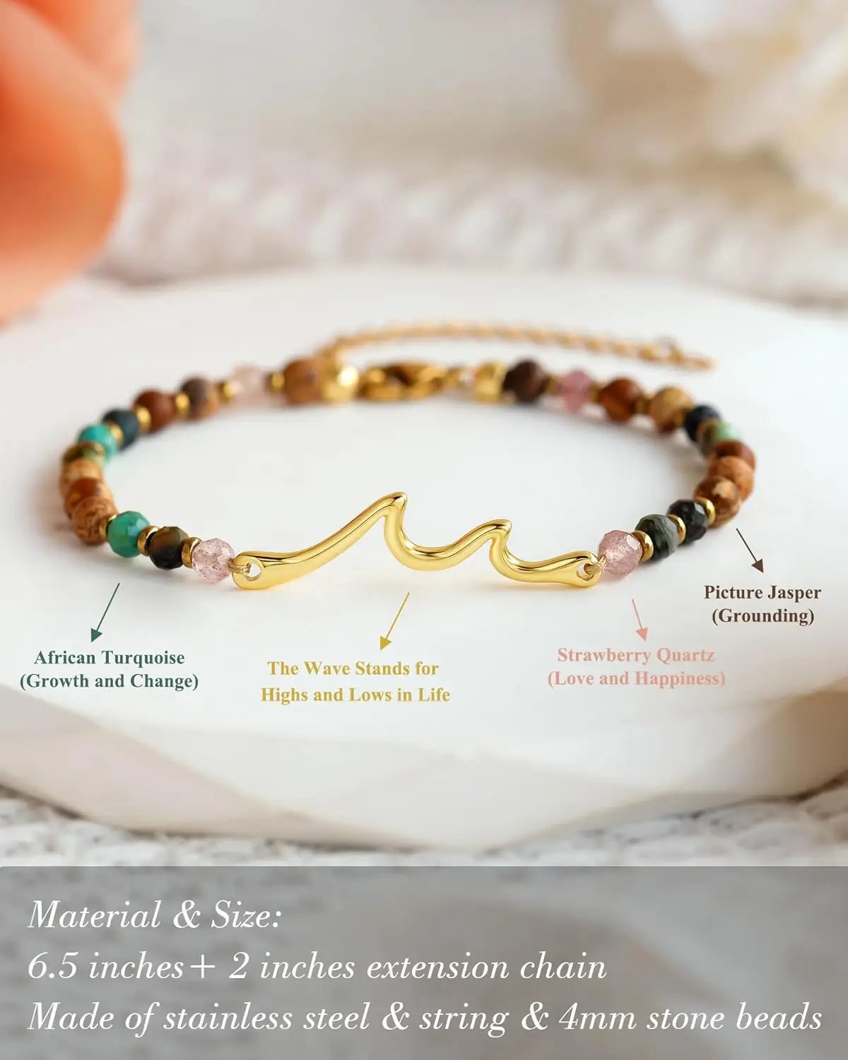 Meaningful Gifts Wave Bracelet,The Waves of Life We've been Through,Meaningful Graduation Gifts for Friends,Daughters,Classmates