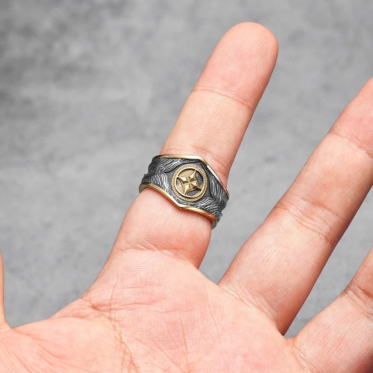 Starry Ring 316L Stainless Steel Star Men Ring Punk Rock Rap for Biker Male Boyfriend Mariner Jewelry Creative Gift Dropshipping