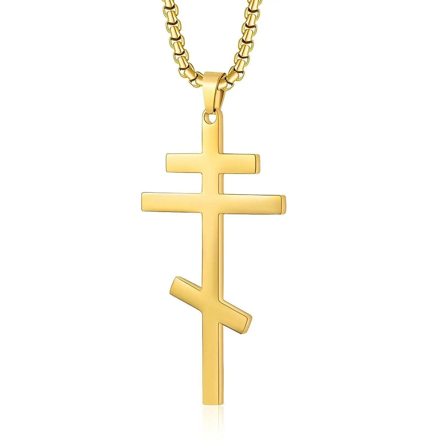 Orthodox Cross Pendant Necklace for Men Women Religious Prayer Faith Amulet Stainless Steel Jewelry Gifts