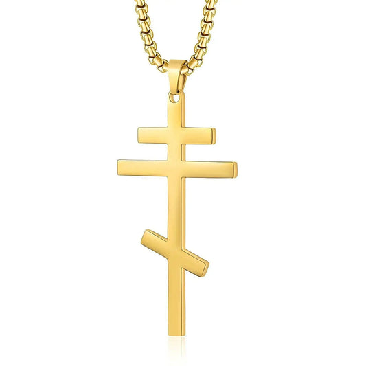 Orthodox Cross Pendant Necklace for Men Women Religious Prayer Faith Amulet Stainless Steel Jewelry Gifts