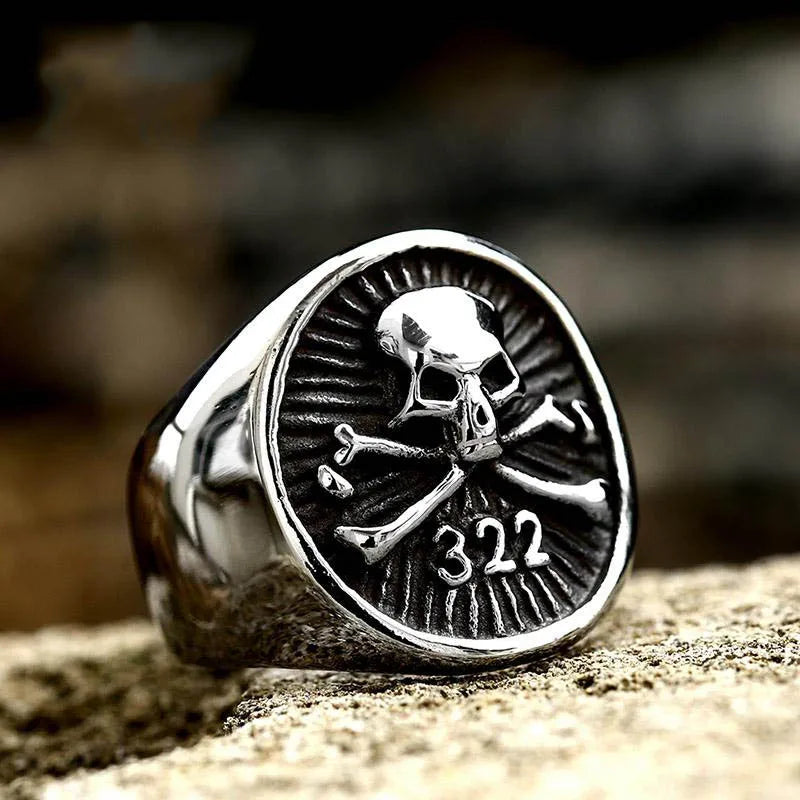 Vintage Pirate Signet Double Knife Skull Rings Men Stainless Steel Viking Compass Ring Biker Amulet Jewelry Gift Drop Shipping
