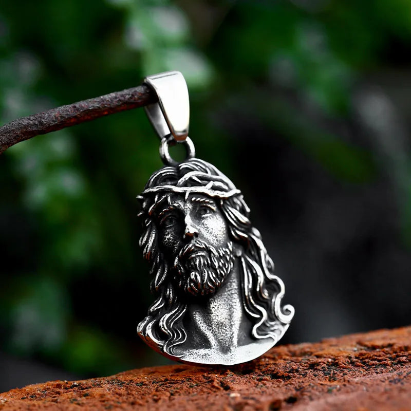 New Stainless Steel Jesus Pendant Chain for Women Fashion Catholic Crown of Thorns Necklace Amulet Jewelry Accessories