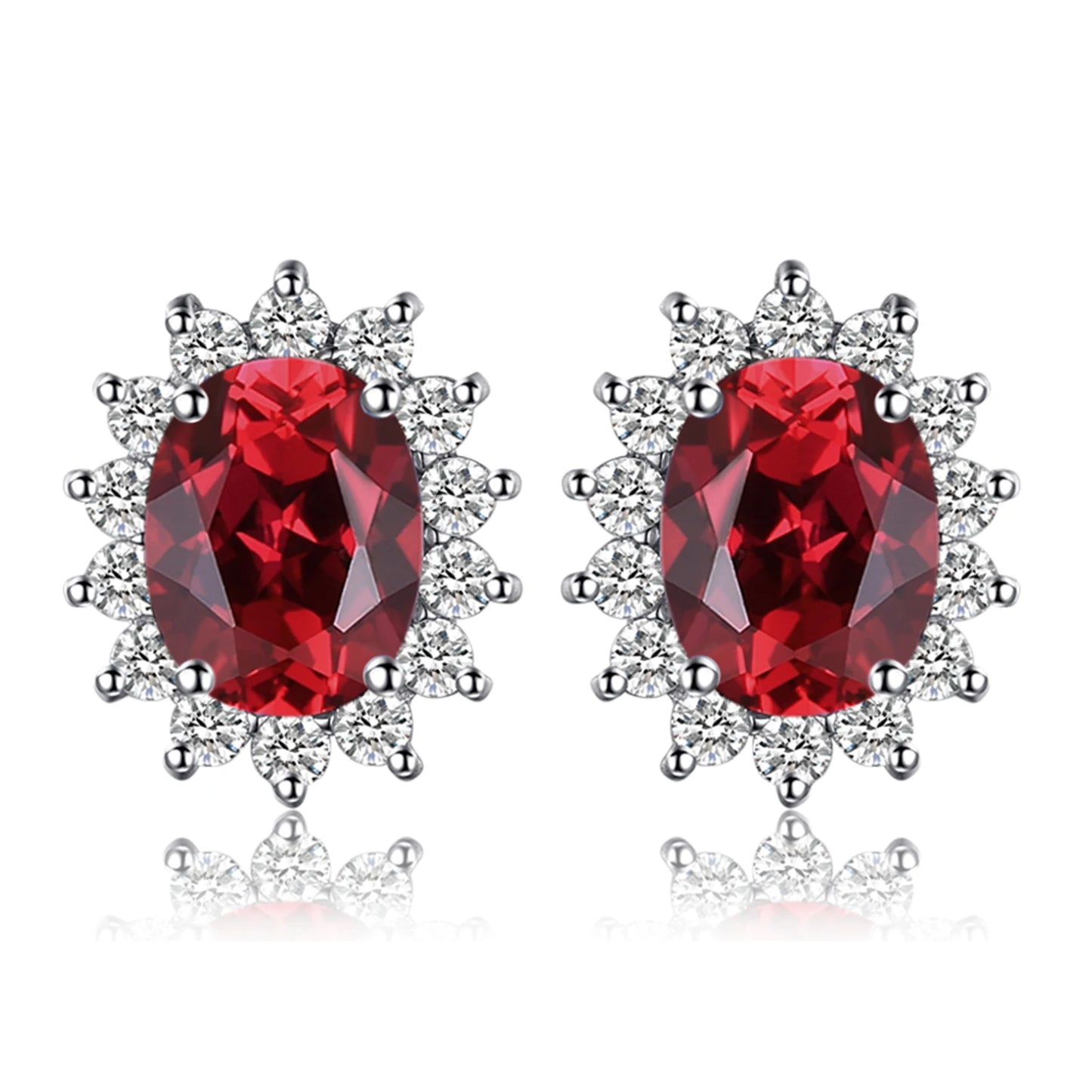 JewelryPalace Created Blue Sapphire Ruby 925 Sterling Silver Stud Earrings Natural Amethyst Garnet Peridot Topaz Princess Diana