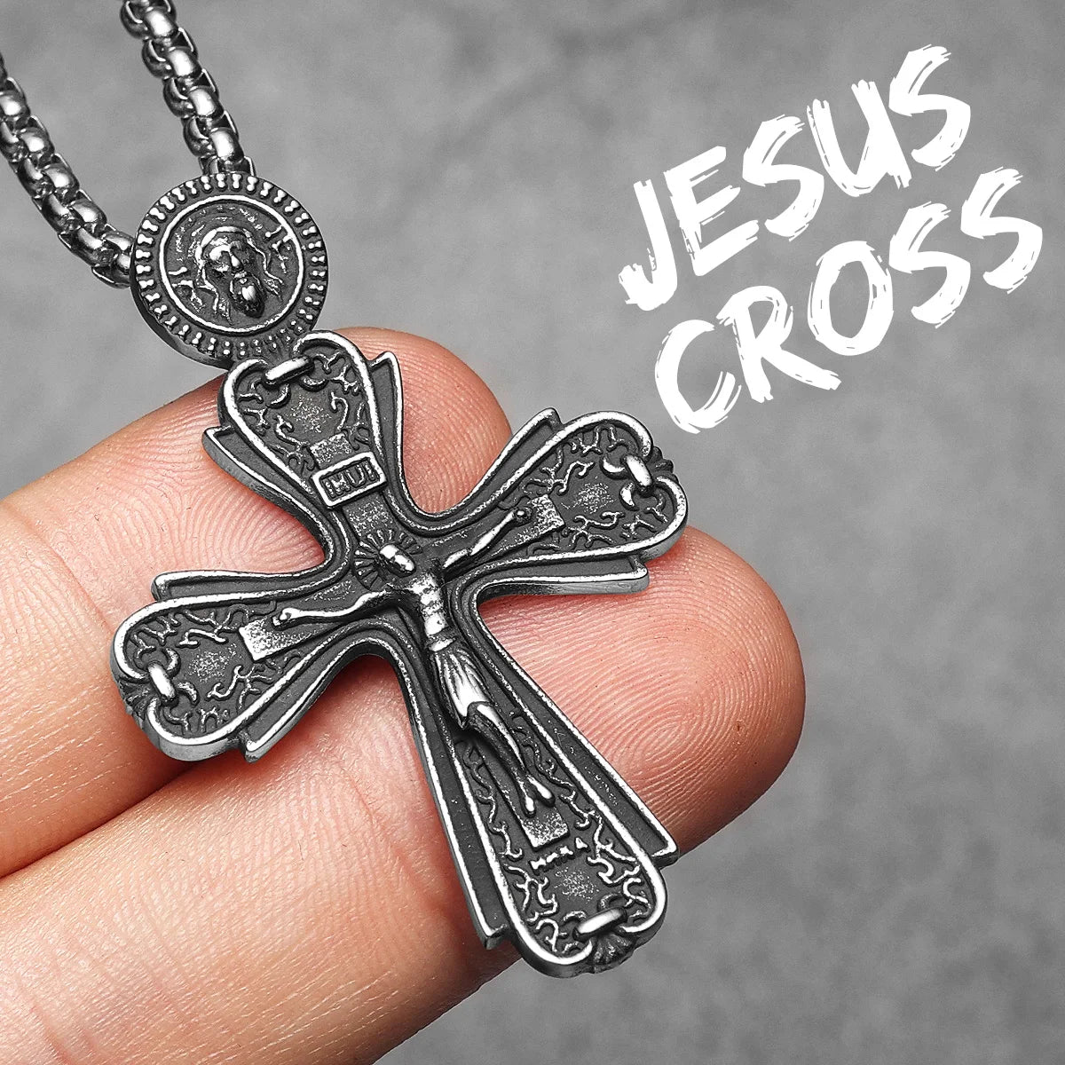 Retro Jesus Cross Amulets Stainless Steel Men Necklaces Pendant Chain Punk For Women Fashion Jewelry Gifts Wholesale Dropshiping