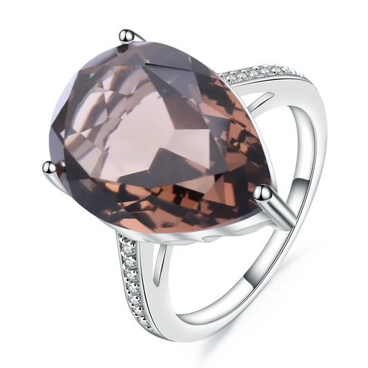 Gem's Ballet 10.68ct Natural Smoky Quartz Gemstone Cocktail Rings For Women 925 Sterling Silver Engagement Ring Fine Jewelry
