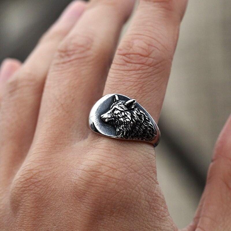 Vintage 316L Stainless Steel Viking Nordic 3D Wolf Of Thor Norse High Quality Wolf Animal Jewelry Men Ring