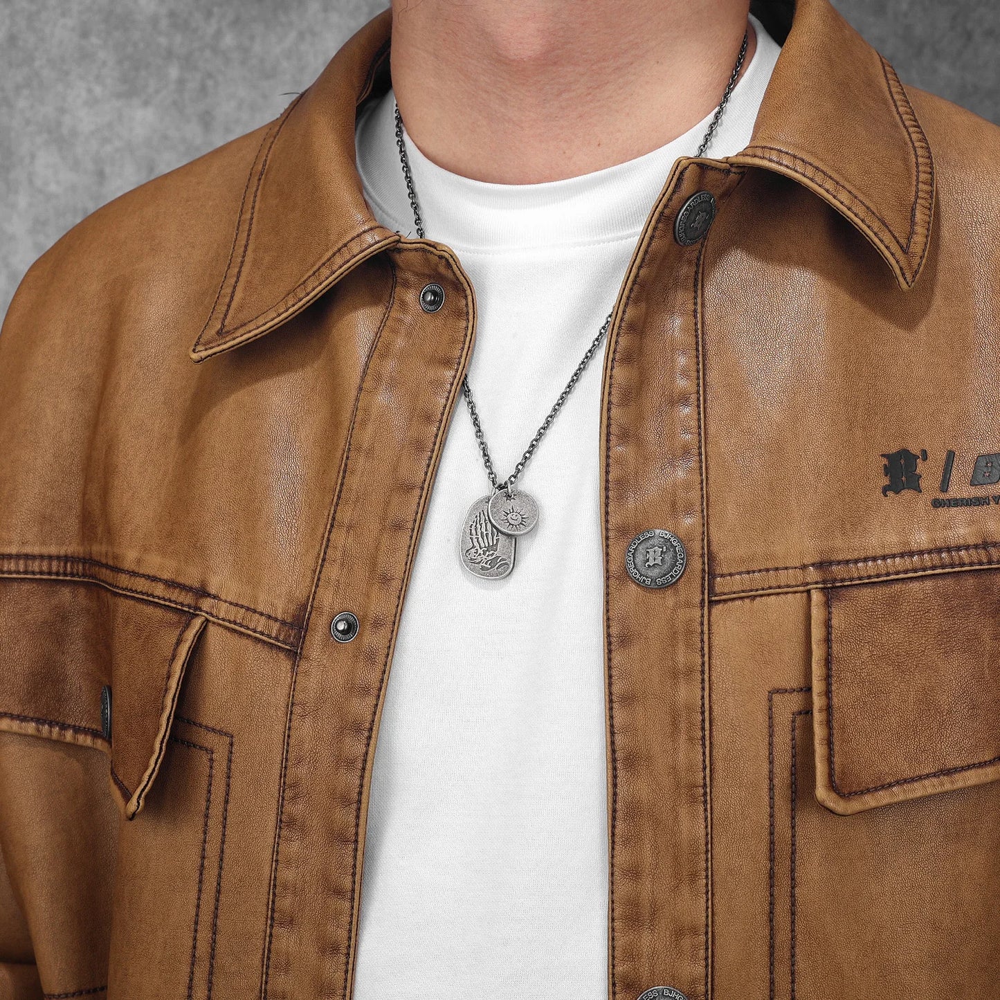 Retro Lightning Pray Tag Stainless Steel Men Necklaces Pendant Chain Punk for Women Fashion Jewelry Gifts Wholesale Dropshiping