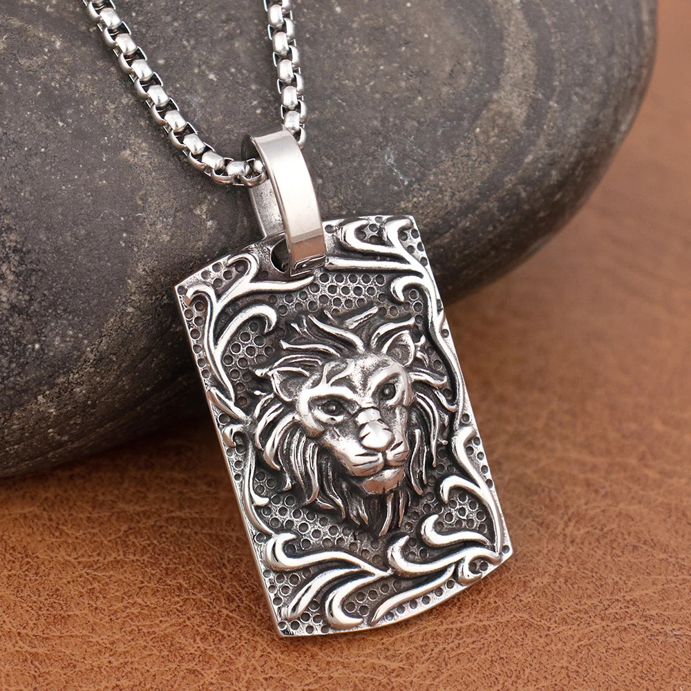 Men Stainless Steel Lion Necklaces Vintage Punk Animal Pendant Men's Unique Domineering Biker Amulet Jewelry Gifts Dropshipping