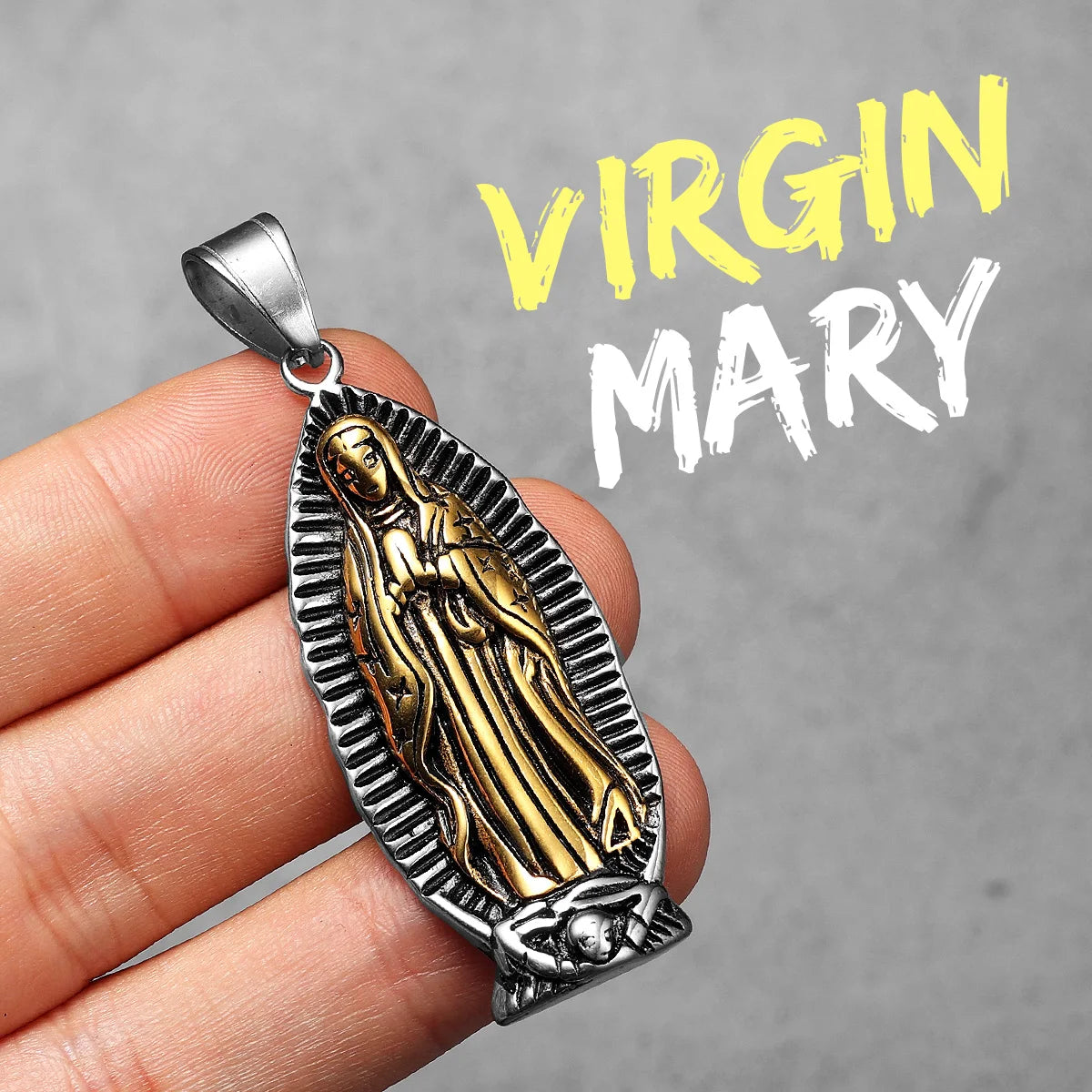 Catholic Guadalupe Powerful Amulet Rose Stainless Steel Men Necklaces Pendant Chain Vintage For Women Jewelry Gifts Wholesale
