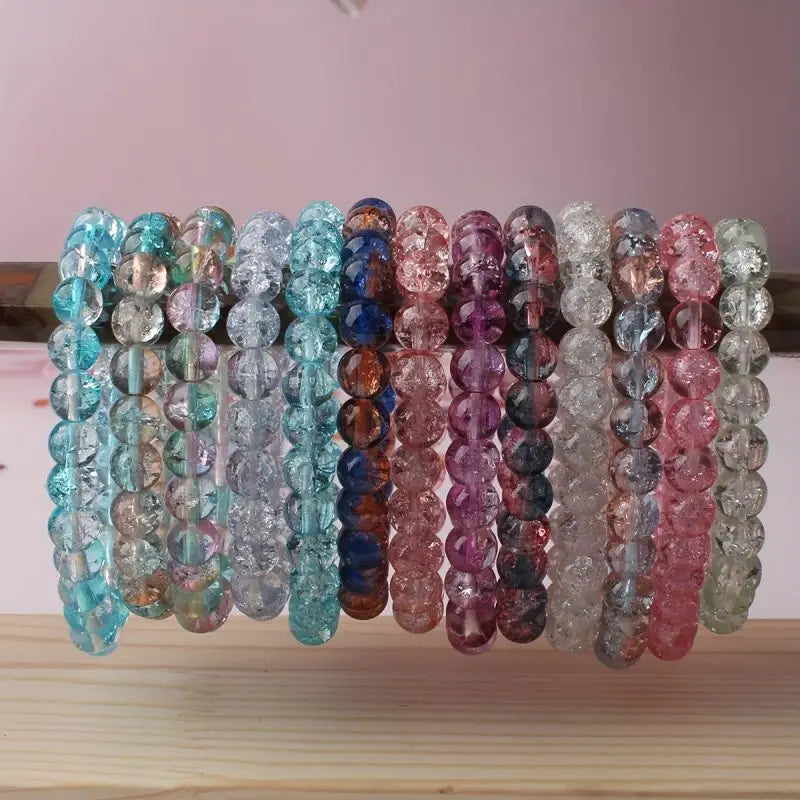 5-piece set 6-piece set 10-piece random color set natural crystal bead bracelet men's and women's elastic bracelet