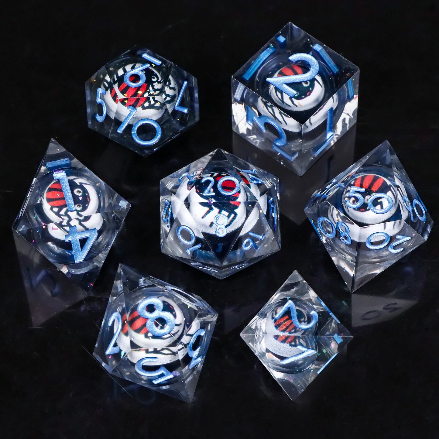 MUNDICE Dragon Eye Dice for RPG, Beholder Eye Dice for DnD, Dice Set for Dungeon and Dragon, Green&Purple Dice, D&D Dice DY22