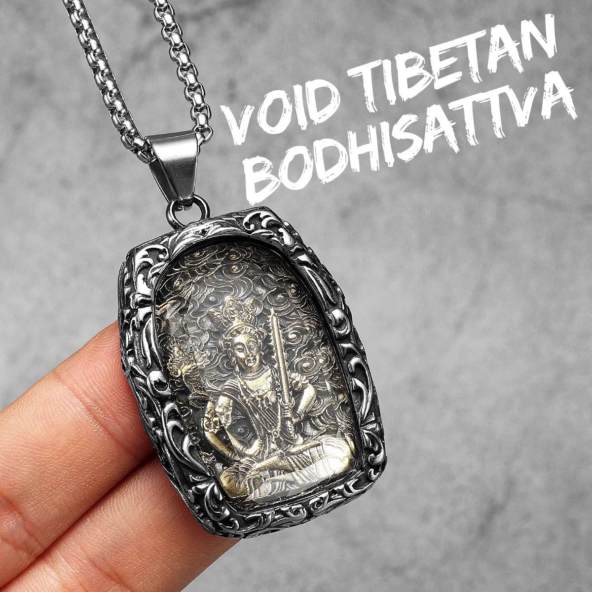 Buddhism Buddha Glass Stainless Steel Men Necklaces Pendant Chain Powerful Amulet Vintage Cool For Women Jewelry Gifts Wholesale