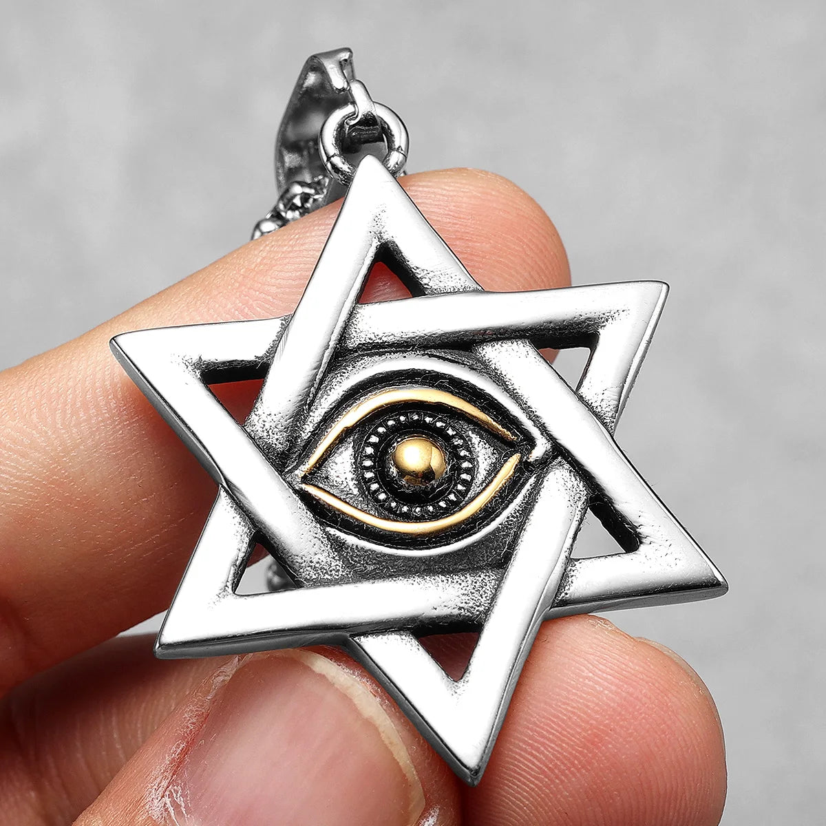 Seal of Solomon Eye of Light Stainless Steel Men Necklaces Pendant Chain Punk Stylish For Women Fashion Jewelry Gifts Wholesale