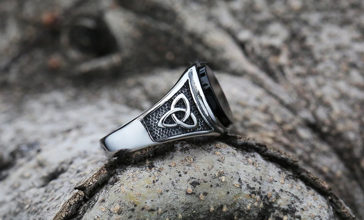 Viking Stainless Steel Celtics Knot Ring Men Nordic Trinity Wedding Stone  Women's Band Promise Jewelry OSR933