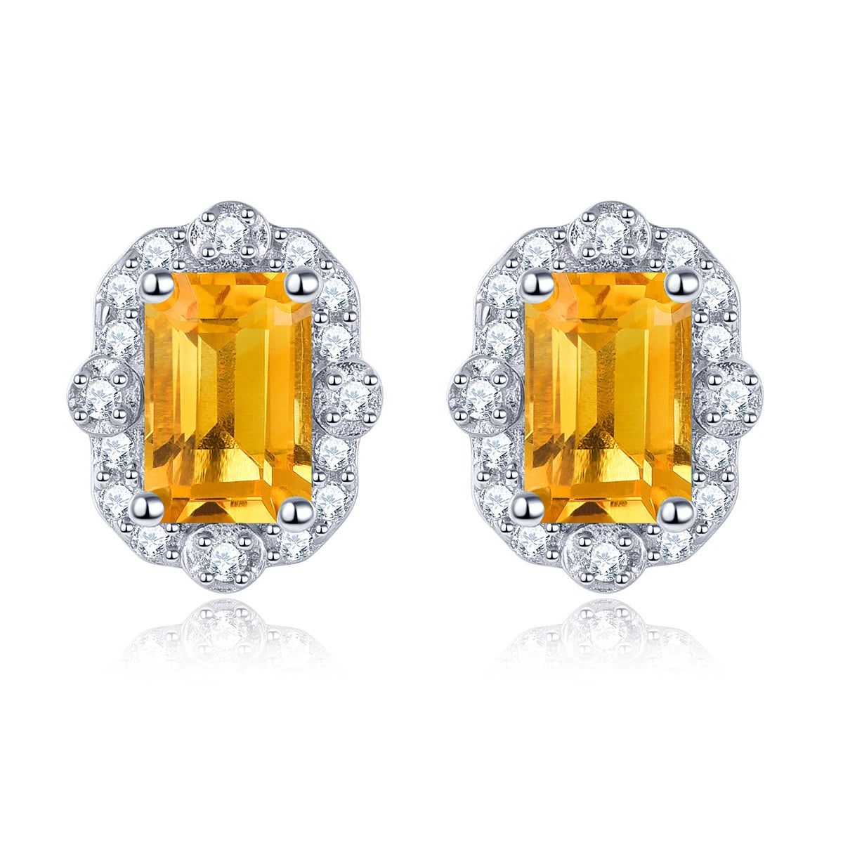 Natural Chrome Diopside Solid Silver Stud Earrings 1 Carat Octagon Cut Classic Genuine Gemstone Jewelrys Women Gifts Top Quality Natural Citrine