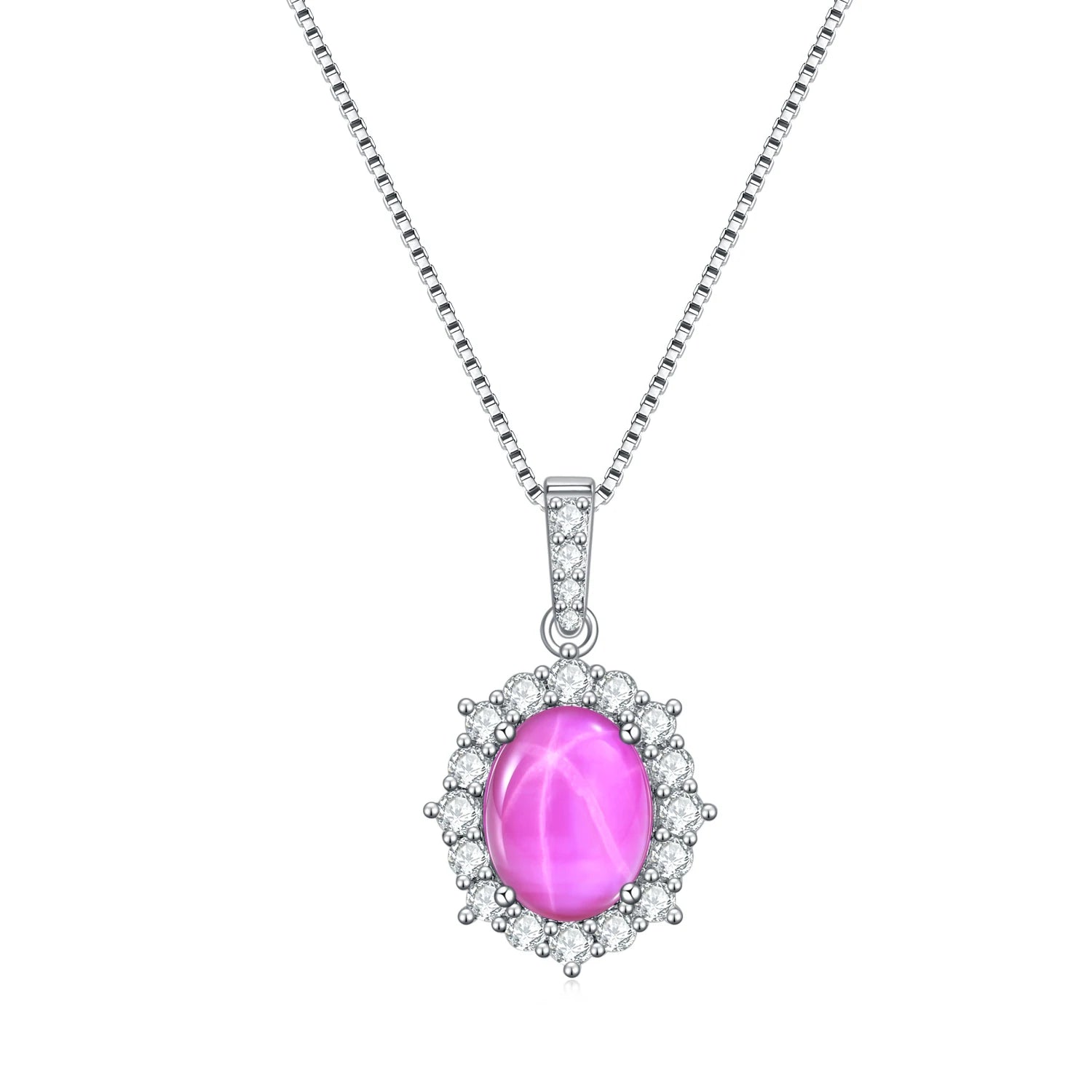 GEM'S BALLET Dainty Blue Lindy Star Sapphire Statement Pendant Necklace in 925 Sterling Silver Gift For Her Mothers Day Gifts Lab Star Ruby 925 Sterling Silver 45cm | CHINA