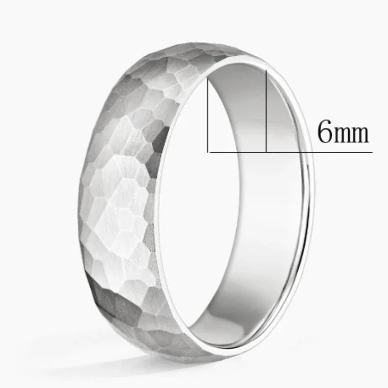 Black Brushed Stainless Steel Couple Ring Fashion Hammered Multi-faceted Titanium Rings for Men Women Wedding Engagement Jewelry