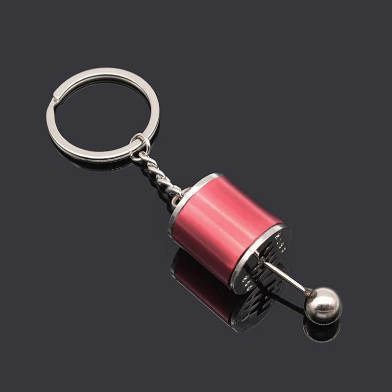 Car Speed Gearbox Gear Head Keychain Manual Transmission Lever Metal Key Ring Car Refitting Metal Pendant Creative Keychain 2023 BSX-Pink Red