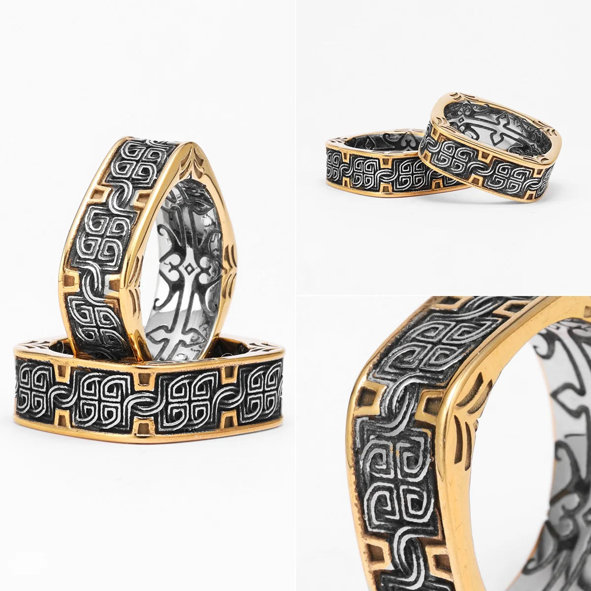Ancient Classical Patterns Men Rings Stainless Steel Women Fashion Jewelry Punk Trendy New In Accessories Gift