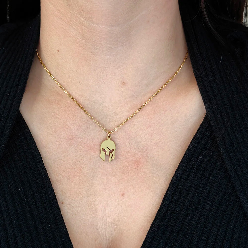 Fashionable and simple warrior mask collar, gold-plated Spartan Warrior women's necklace, rose gold chain, jewelry accessories