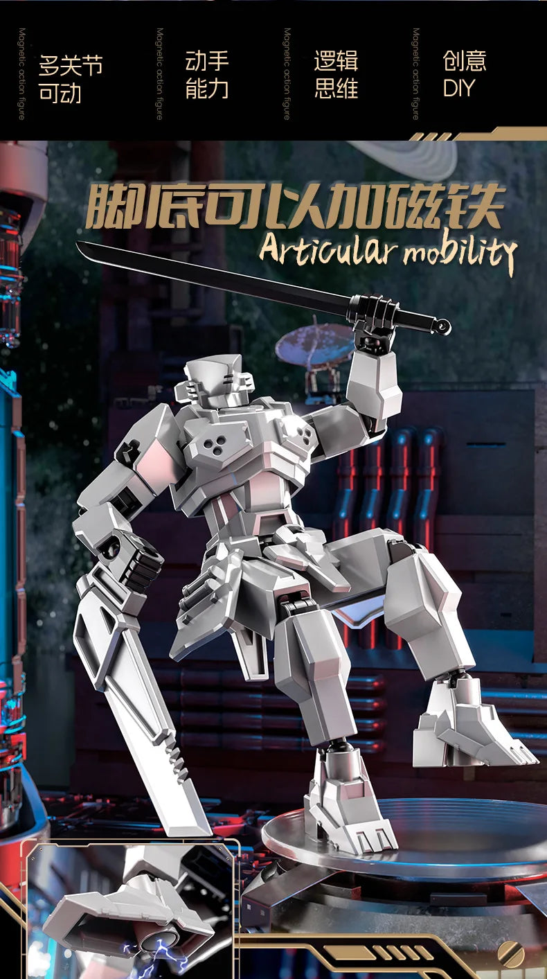 DIY Creative Ancient Roman Style Multi Joint Mobile building Justice Shield Mech Toy Assembly Model Handmade for children gifts