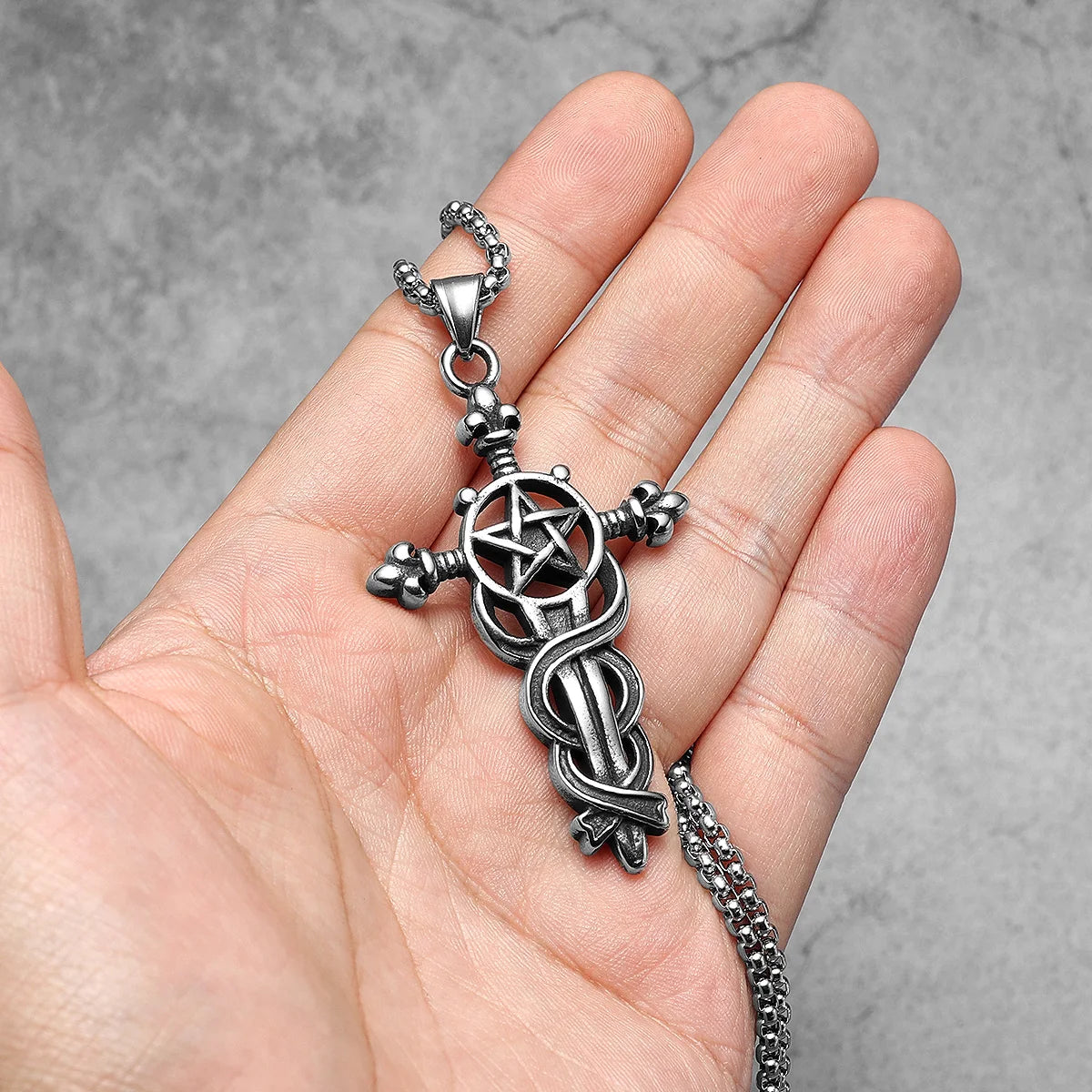Serpentine Cross Amulets Stainless Steel Men Necklaces Pendant Chain Punk For Women Fashion Jewelry Gifts Wholesale Dropshiping