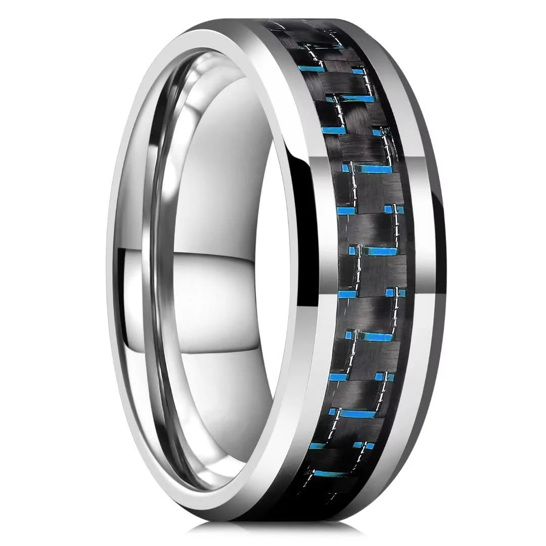 Fashion 8mm Green Color Titanium Stainless Steel Rings for Men Women Black Brushed Men Promise Rings Wedding Party Jewelry Gifts