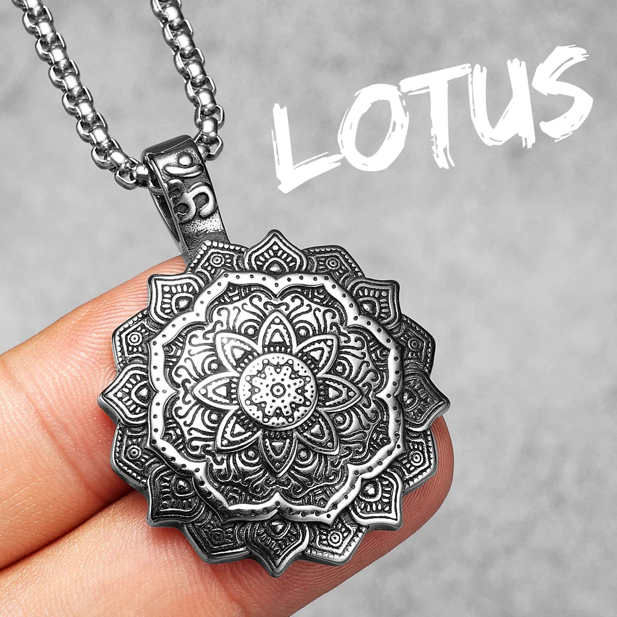 Buddhism Mandala Flower Stainless Steel Men Necklaces Pendant Chain Powerful Amulet Vintage For Women Jewelry Gifts Wholesale