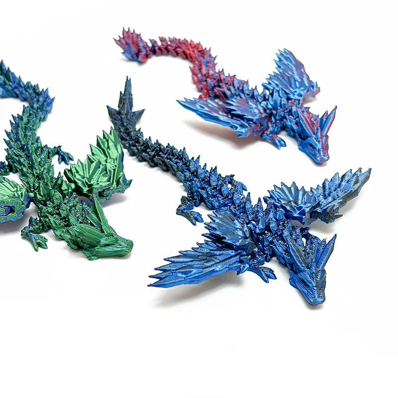 3D Printed Dragon with Movable Wings - Office Desk Accessory, Creative Home Decor, Perfect Christmas Present Holiday Gift