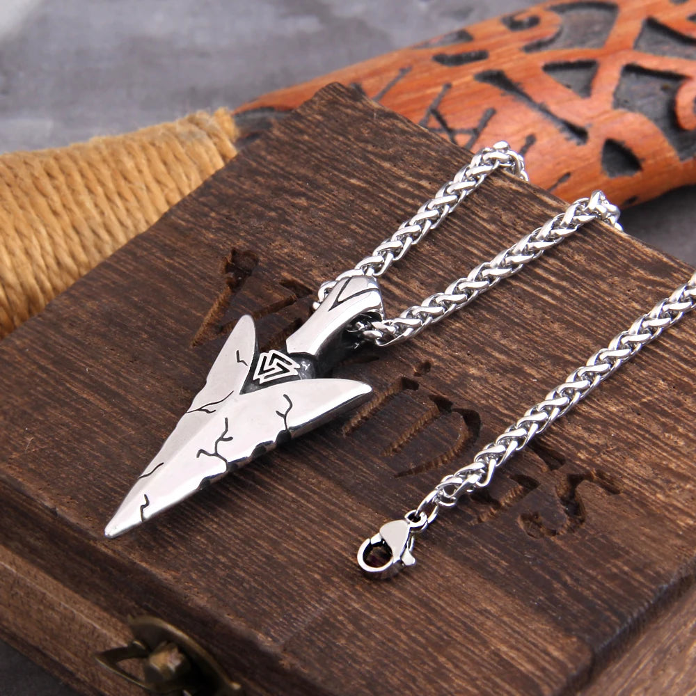 Viking Necklace for Men Studry Stainless Steel Norse Mythology Jewelry Viking Spear/Odin Amulet Pendant Necklace