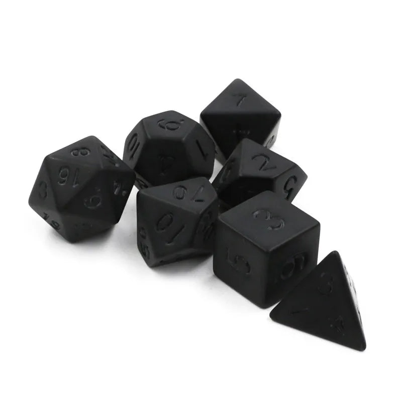 7pcs/set Black Matte Dice Set Personality Unprinted Polyhedron Cubes For DND Board Game Digital Dice