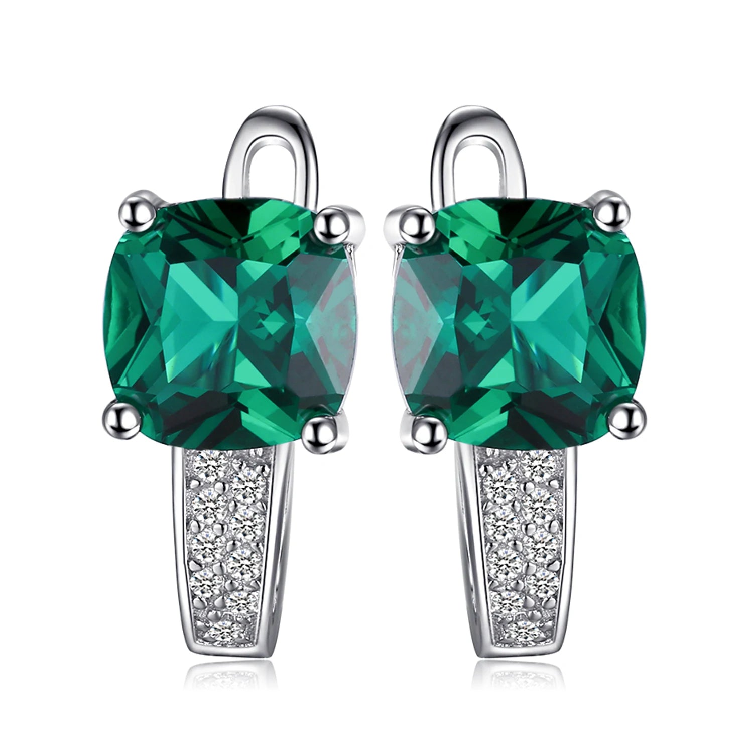 JewelryPalace Simulated Green Emerald Created Ruby Sapphire 925 Sterling Silver Hoop Earrings for Women Gemstones Huggie Earings