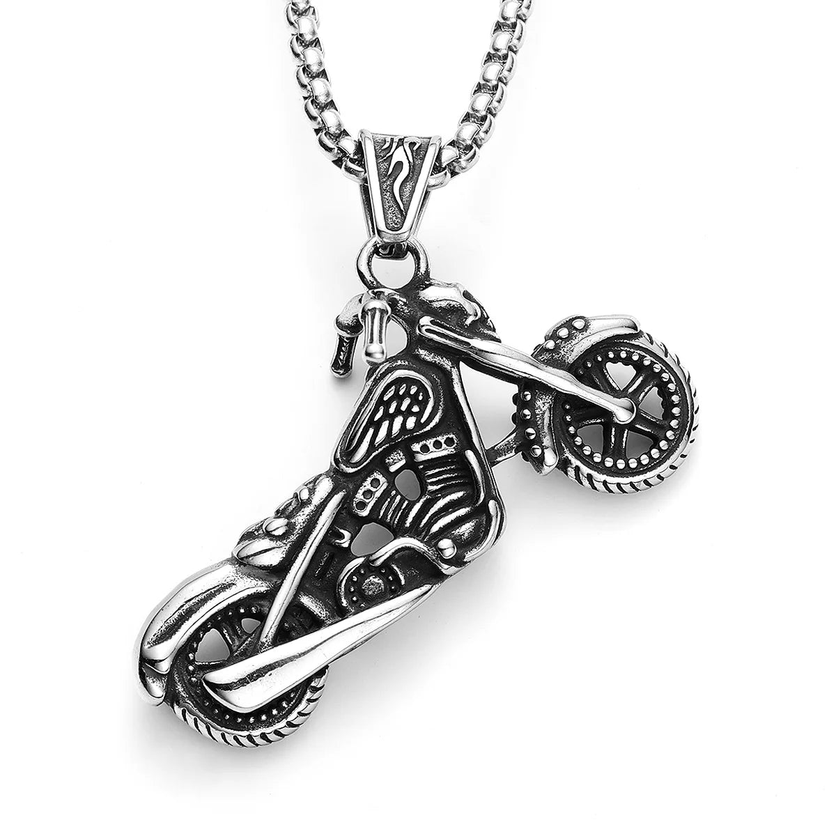 Vintage Punk Skull Motorcycle Biker Men Necklaces Stainless Steel Pendant Chain Women Jewelry Accessories Gifts Wholesale