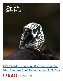 BEIER Stainless steel Thor Hammer Viking Amulet Viking Raven Ring Scandinavian Jewelry man Ring BR8-296