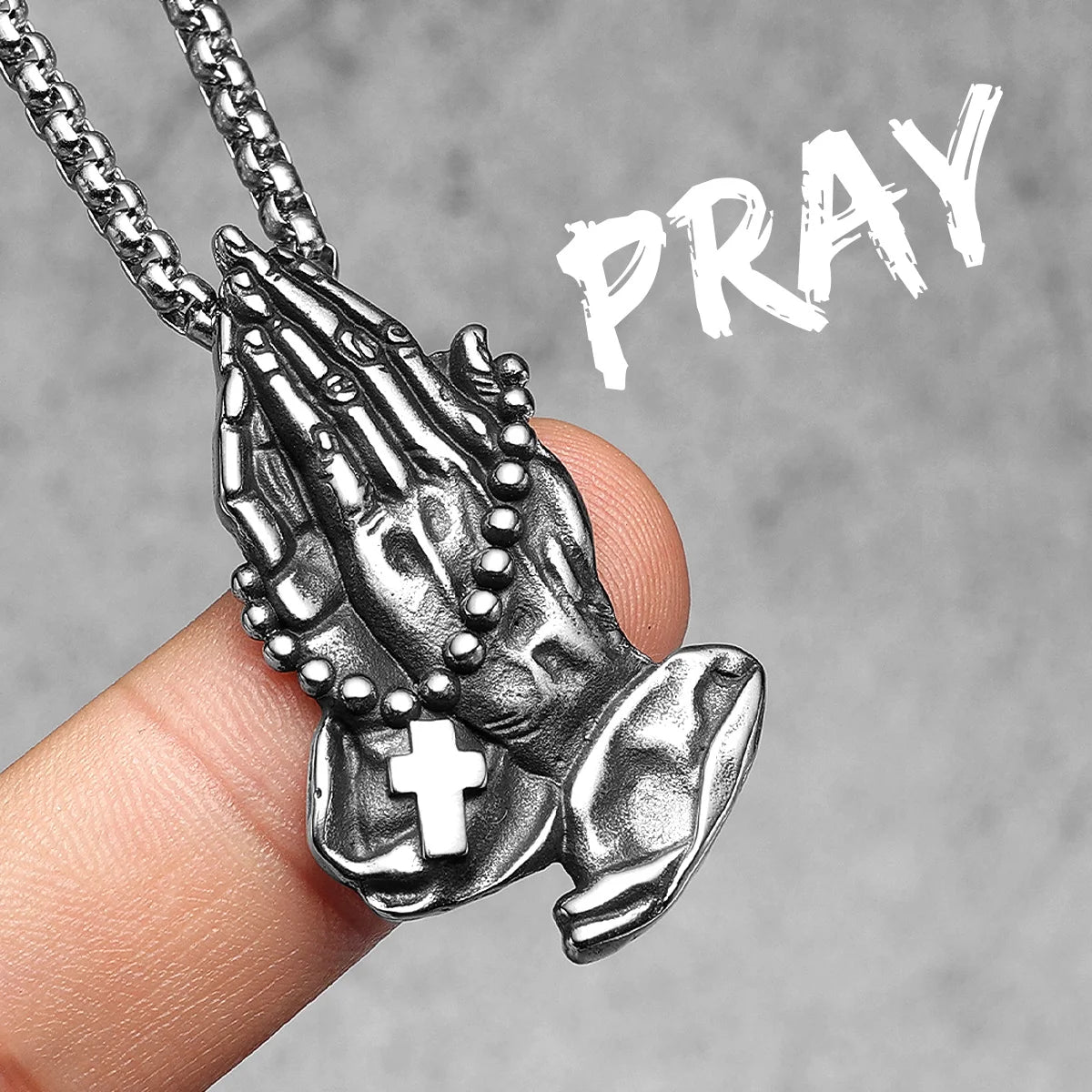 Let Us Pray Retro Amulets Stainless Steel Men Necklaces Pendant Chain Punk For Women Fashion Jewelry Gifts Wholesale Dropshiping