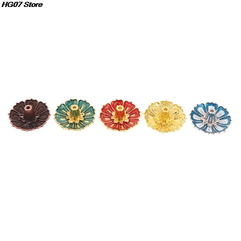 1PCS Lotus Alloy Incense Burner Stick Holder Home Buddhism Line Incense Plate Sandalwood Coil Base Temples Delicate Home Decor