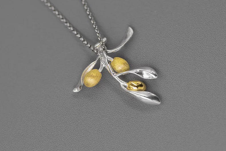 Original design The taste of love Sterling silver fresh and elegant olive branch pendant women's pendant(without the chain)