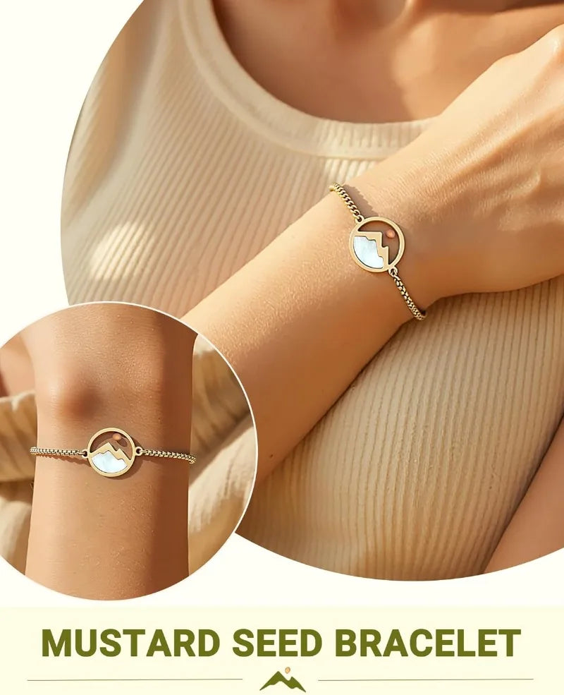 18k Gold Stainless Steel Mustard Seed Bracelets Baptism Confirmation Catholic Christian Easter Gifts for Teen Girl Kids Women