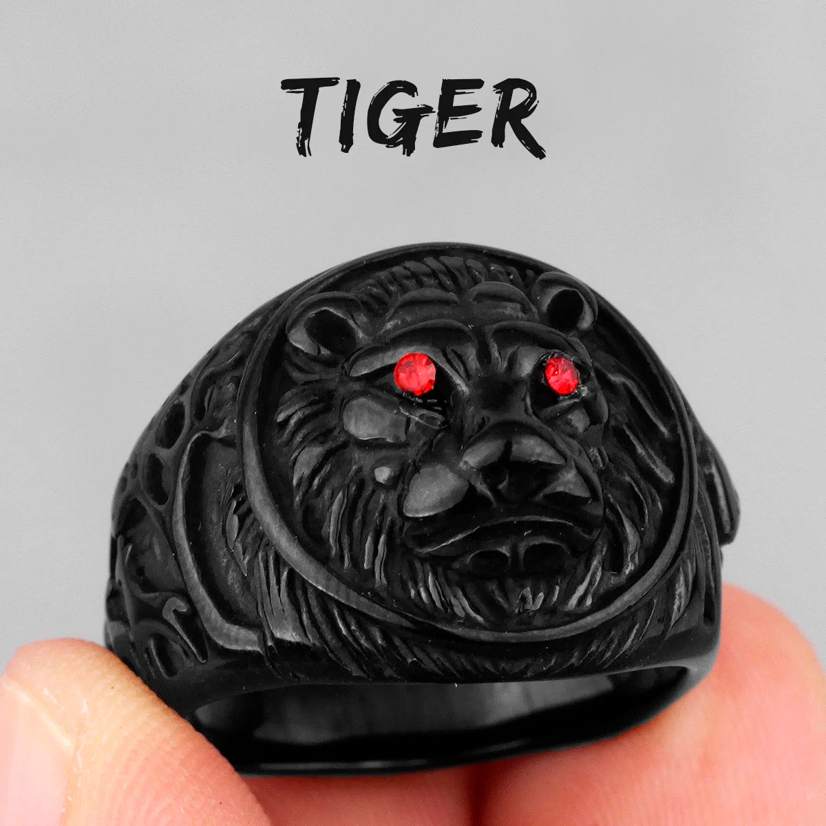 Leopard Ring Stainless Steel Men Jaguar Rings Wild Animal Punk Rock for Male Party Jewelry Halloween Accessories